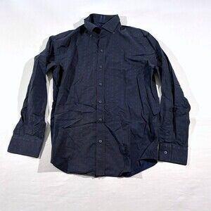 Robert Graham Shirt Navy Skull Print AOP Button Up Collared Dress Shirt Sz M